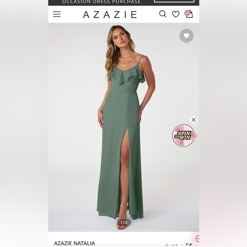 Azazie dress in Eucalyptus. Size A6.
